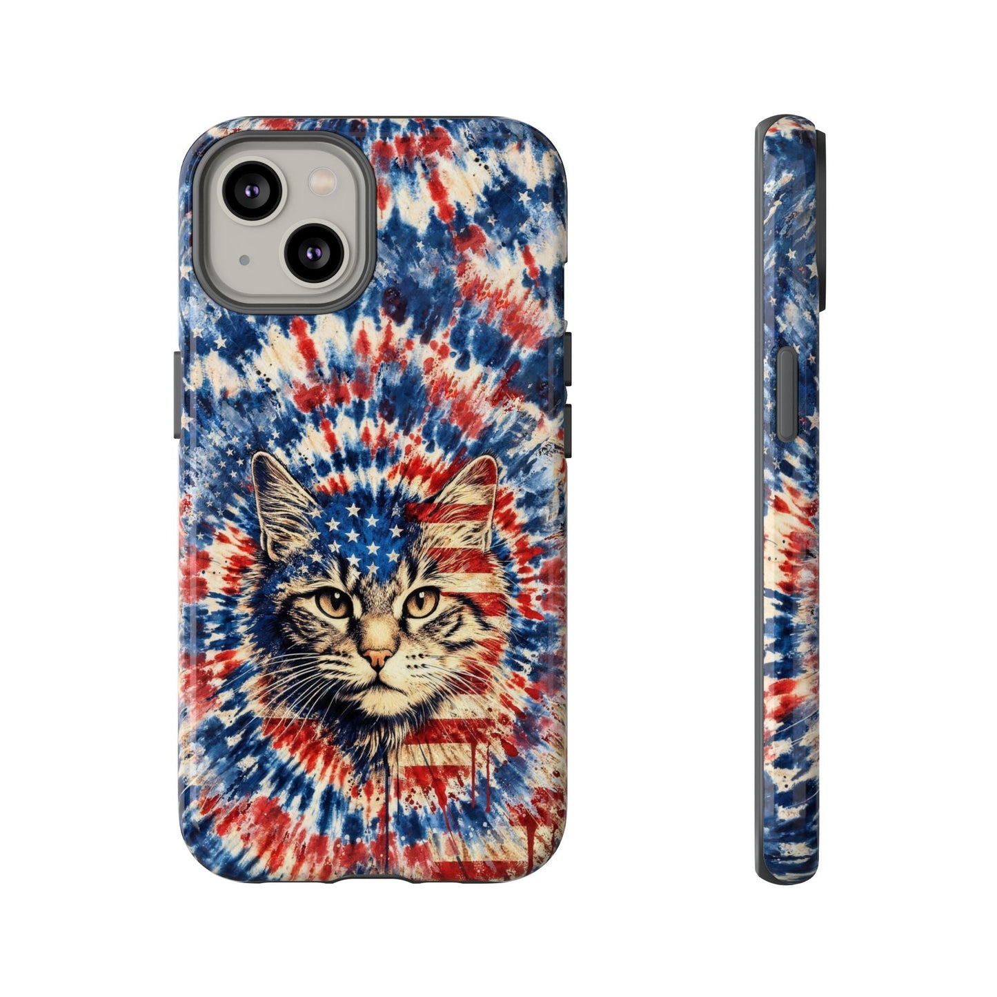 CAT RED WHITE & BLUE VINTAGE PHONE CASE  - TLHG2004262