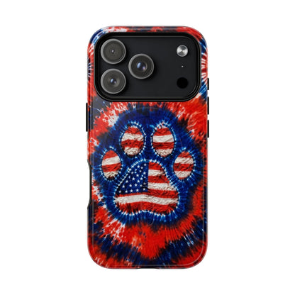 PAW PRINT RED WHITE & BLUE MAGNETIC PHONE CASE  - TLHN0405264