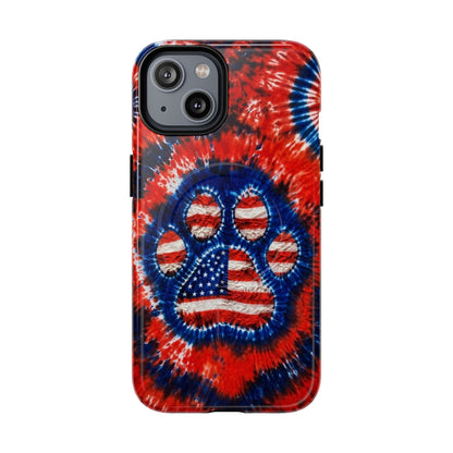 PAW PRINT RED WHITE & BLUE MAGNETIC PHONE CASE  - TLHN0405264