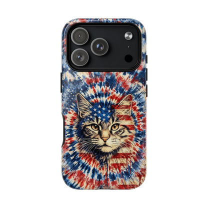 CAT RED WHITE & BLUE VINTAGE MAGNETIC PHONE CASE  - TLHG2004262