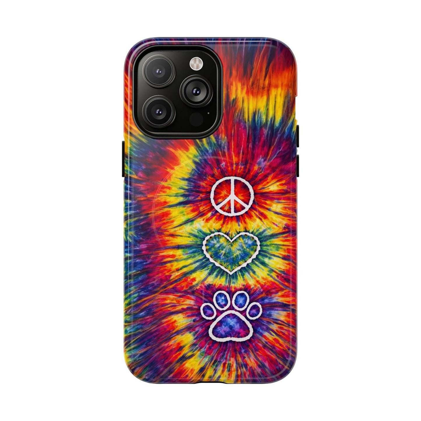 PEACE LOVE PAW PRINT COLORFUL MAGNETIC PHONE CASE - TLNT1604262
