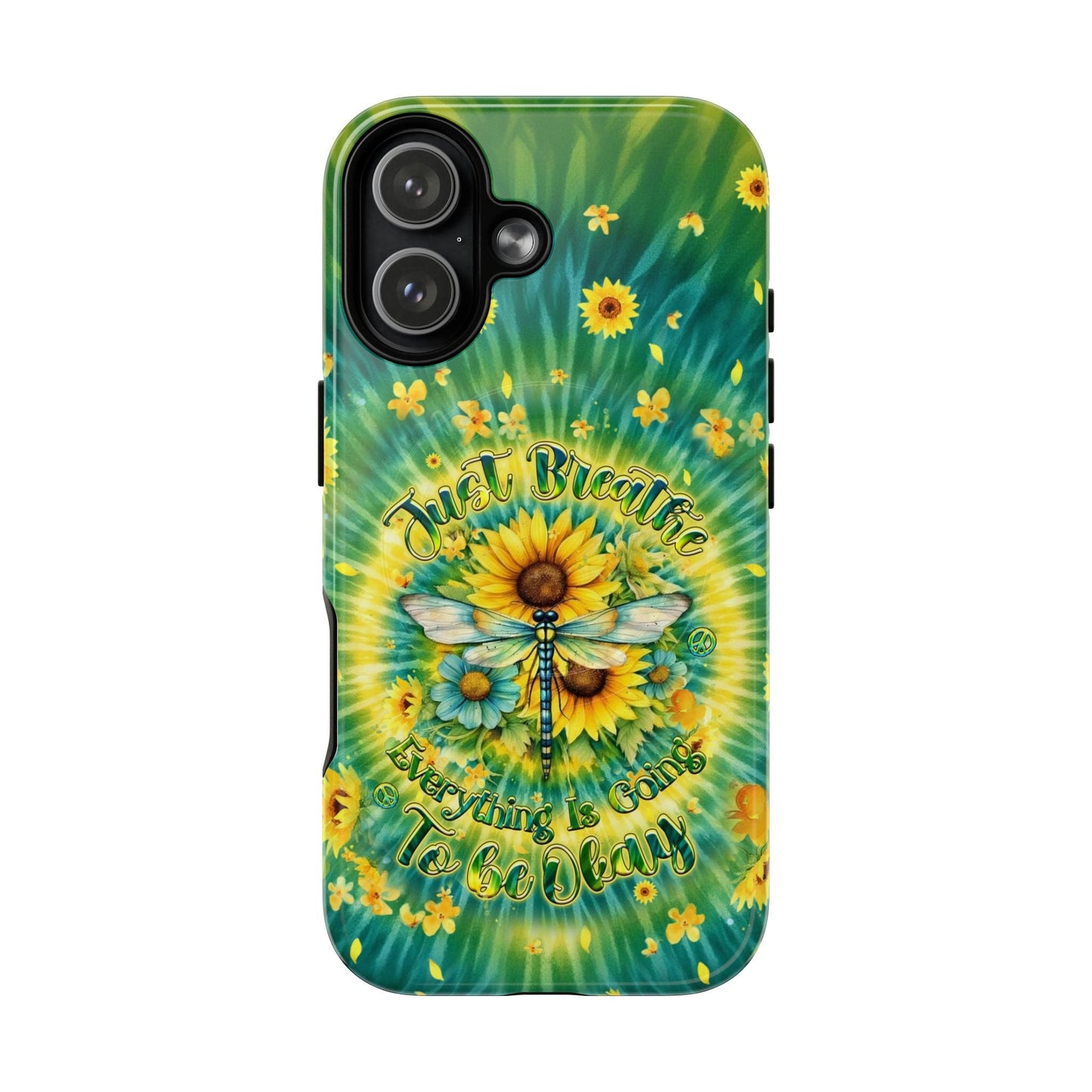 JUST BREATHE DRAGONFLY FLORAL MAGNETIC PHONE CASE  - TLHG1304263