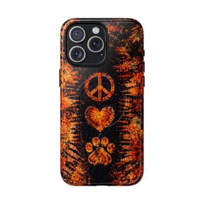 PEACE LOVE PAW PRINT VINTAGE MAGNETIC  PHONE CASE  - TLHN2204264