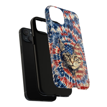 CAT RED WHITE & BLUE VINTAGE MAGNETIC PHONE CASE  - TLHG2004262