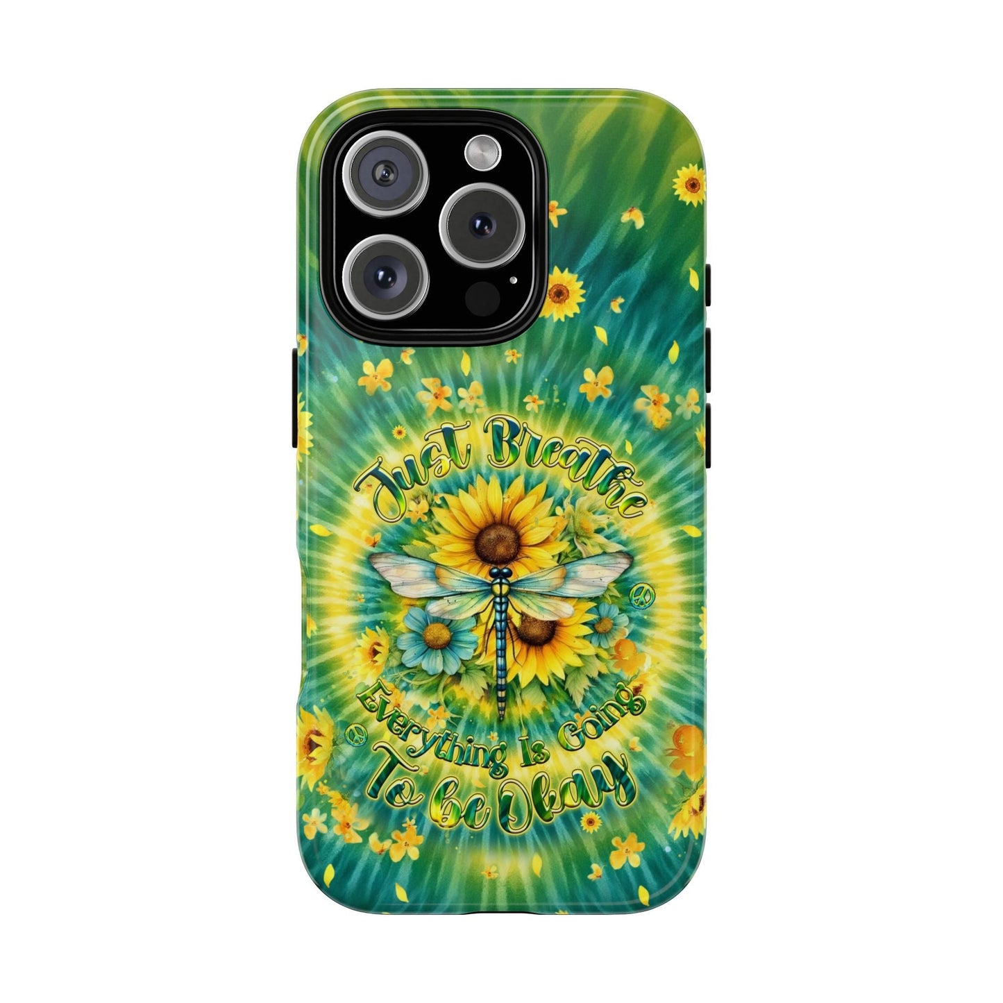 JUST BREATHE DRAGONFLY FLORAL SWIRL PHONE CASE  - TLHG1304263