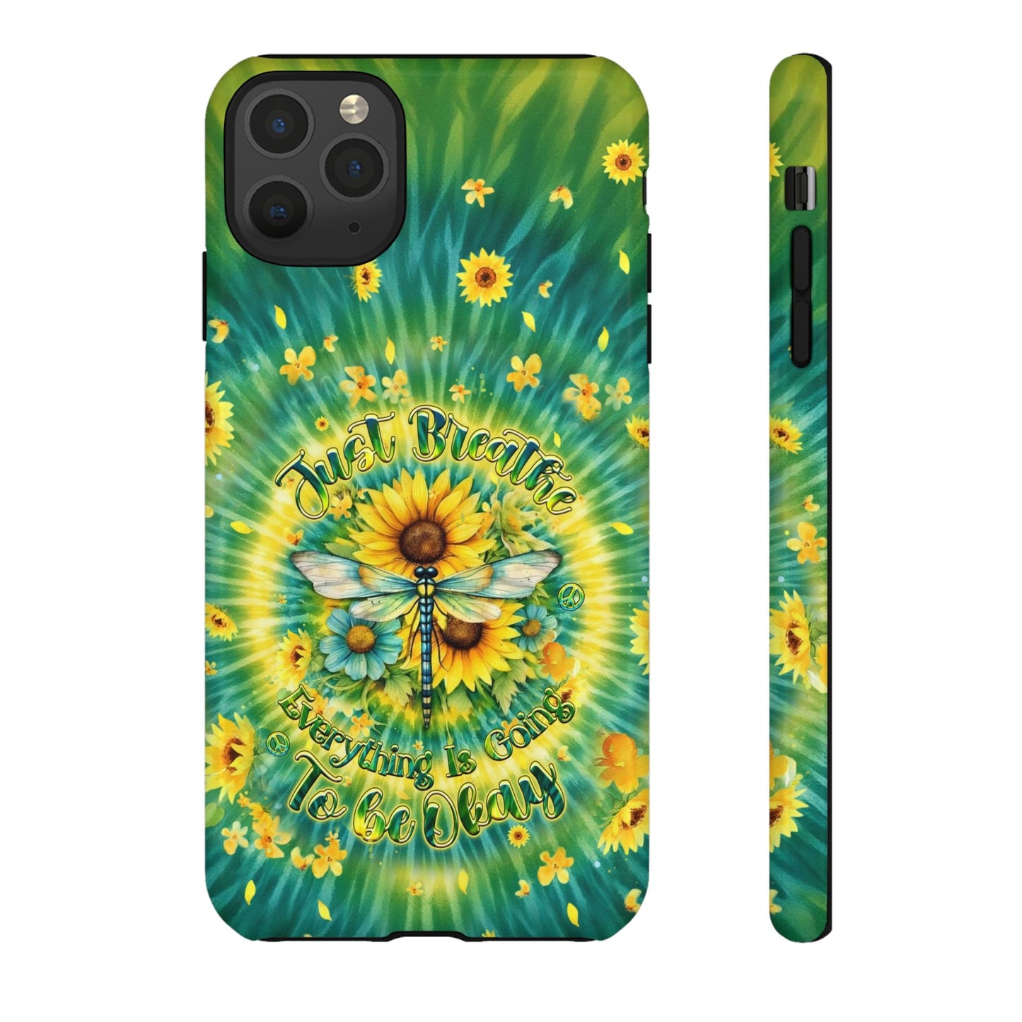 JUST BREATHE DRAGONFLY FLORAL SWIRL PHONE CASE  - TLHG1304263