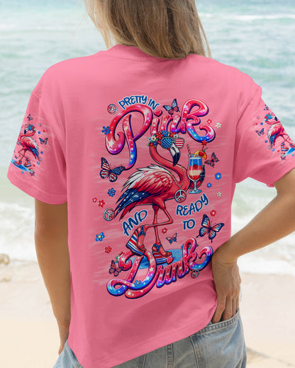 PRETTY IN PINK FLAMINGO STARS AND STRIPES ALL OVER PRINT - TLNT0104262