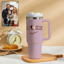 Load image into Gallery viewer, Mother&#39;s Day NKE Personalized Text 40oz Insulated Mug with Handle and Straw Stainless Steel Custom Travel Cup Gift for Family Friends Couples
