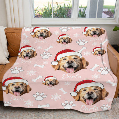 Personalized Pet Dog Cat Photo And Name Christmas Custom Soft Blanket