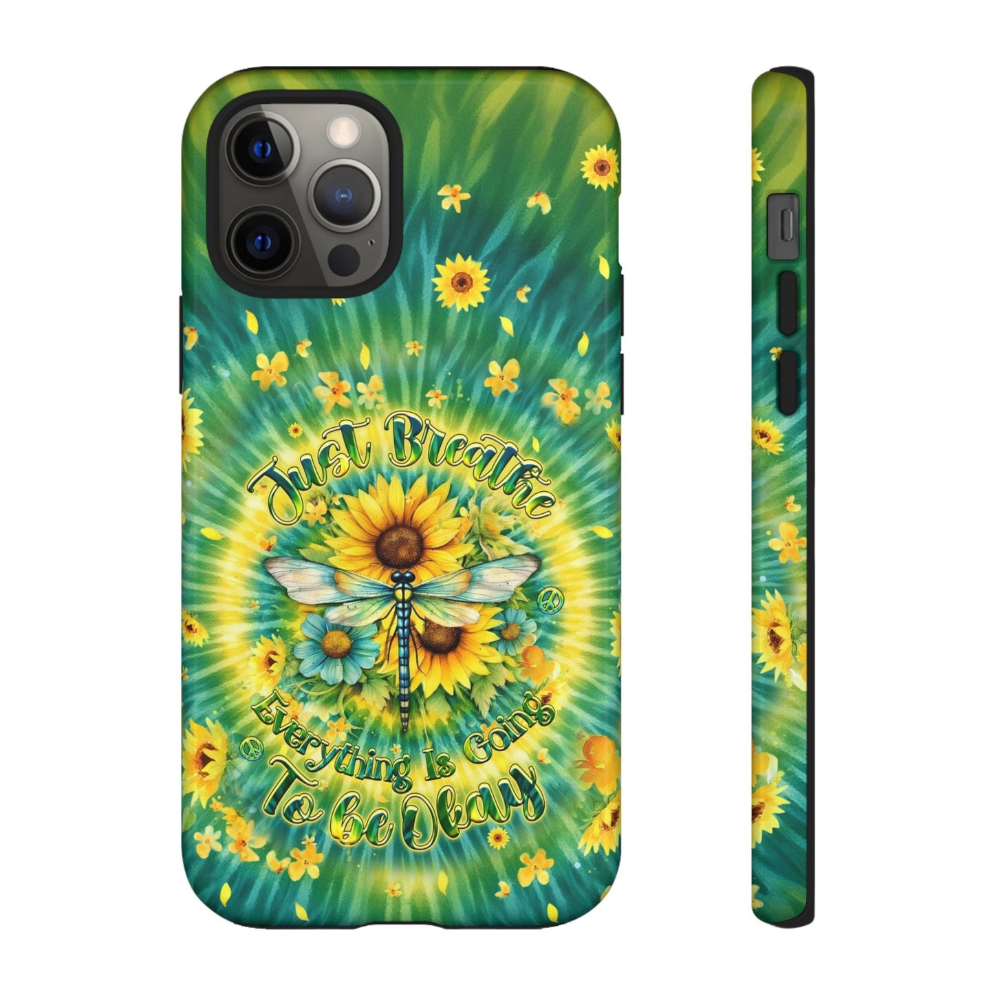 JUST BREATHE DRAGONFLY FLORAL SWIRL PHONE CASE  - TLHG1304263
