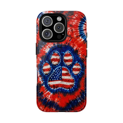 PAW PRINT RED WHITE & BLUE MAGNETIC PHONE CASE  - TLHN0405264