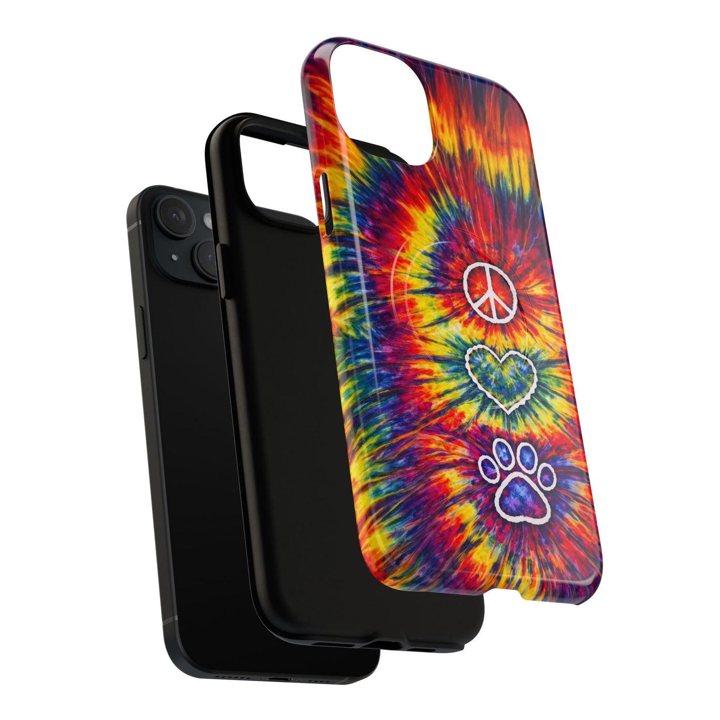 PEACE LOVE PAW PRINT COLORFUL MAGNETIC PHONE CASE - TLNT1604262