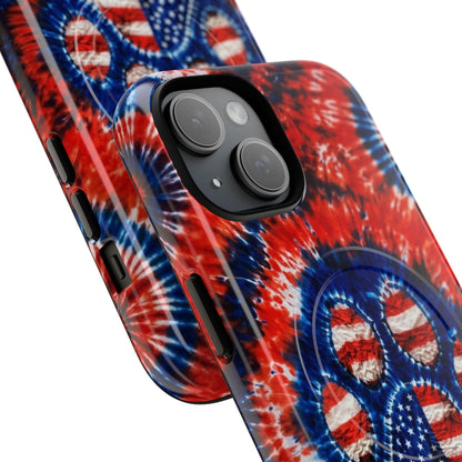 PAW PRINT RED WHITE & BLUE MAGNETIC PHONE CASE  - TLHN0405264