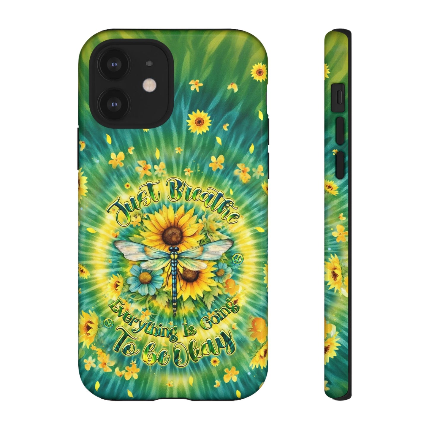 JUST BREATHE DRAGONFLY FLORAL SWIRL PHONE CASE  - TLHG1304263
