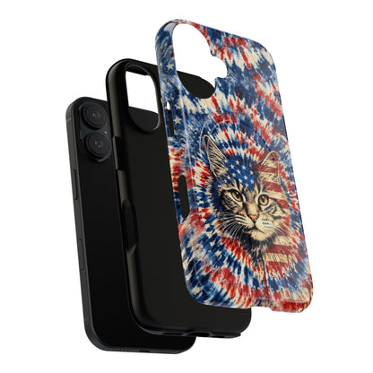 CAT RED WHITE & BLUE VINTAGE MAGNETIC PHONE CASE  - TLHG2004262