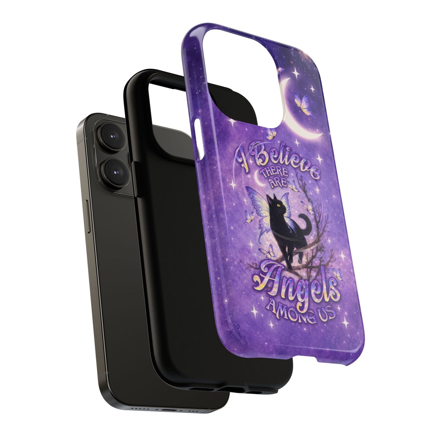 I BELIEVE THERE ARE ANGELS AMONG US BLACK CAT MAGNETIC PHONE CASE  - TLNO2605262