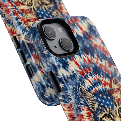 CAT RED WHITE & BLUE VINTAGE MAGNETIC PHONE CASE  - TLHG2004262