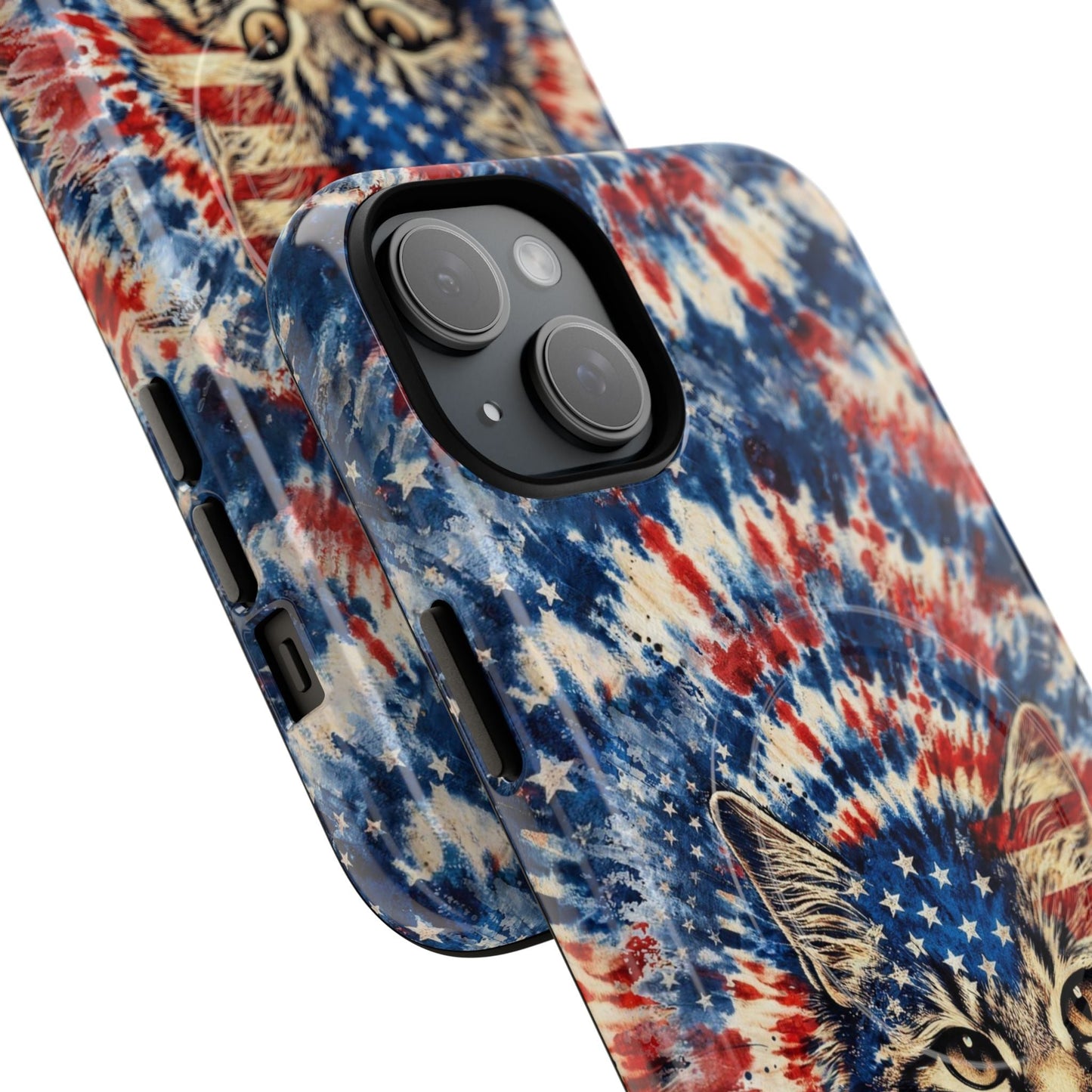CAT RED WHITE & BLUE VINTAGE MAGNETIC PHONE CASE  - TLHG2004262