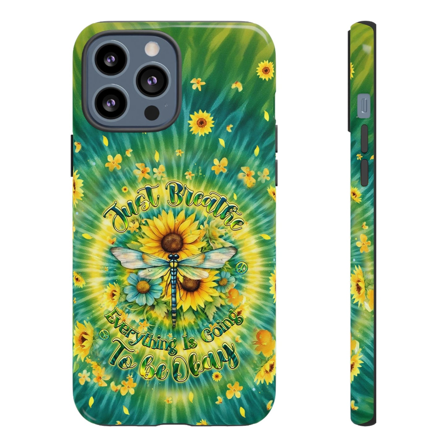 JUST BREATHE DRAGONFLY FLORAL SWIRL PHONE CASE  - TLHG1304263