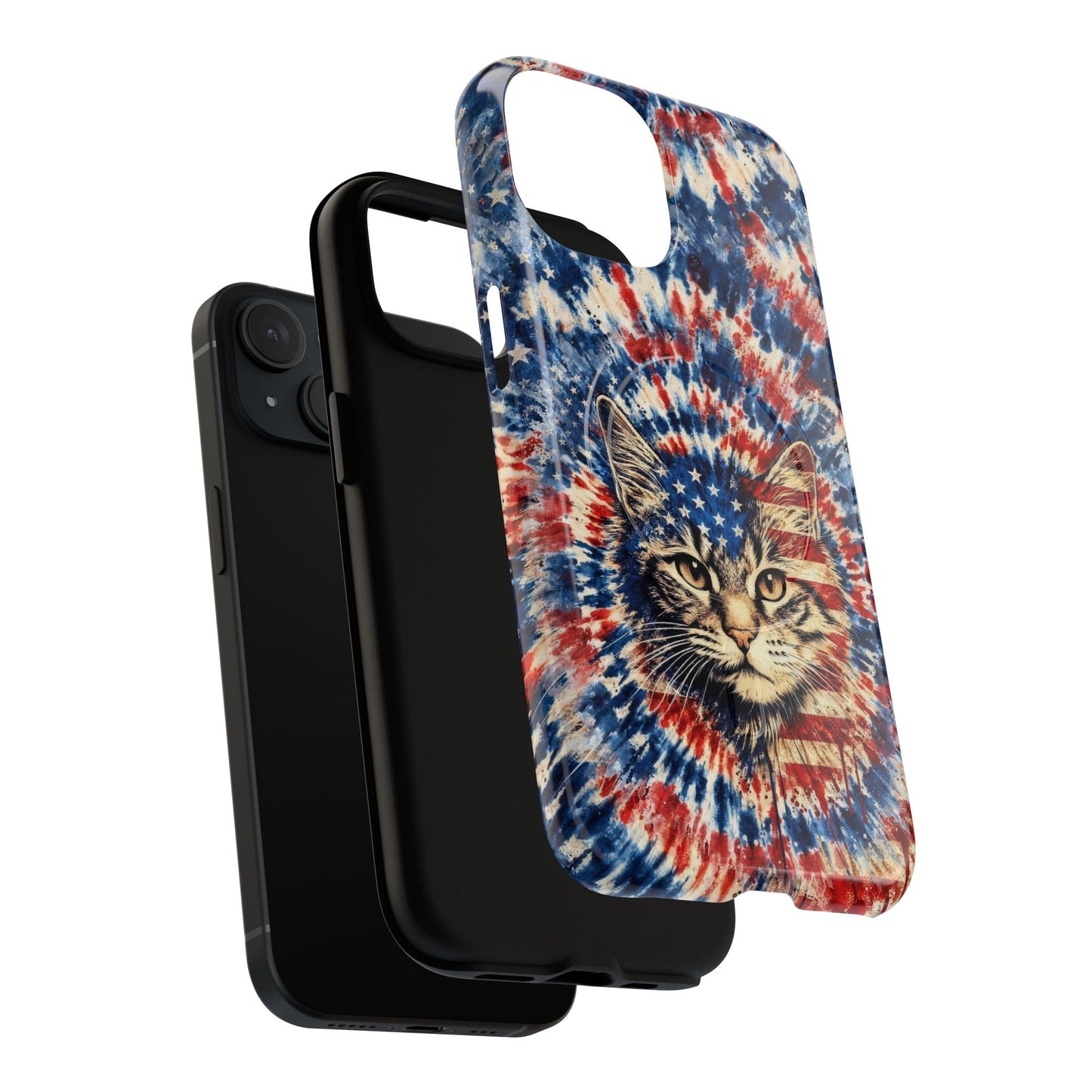 CAT RED WHITE & BLUE VINTAGE MAGNETIC PHONE CASE  - TLHG2004262