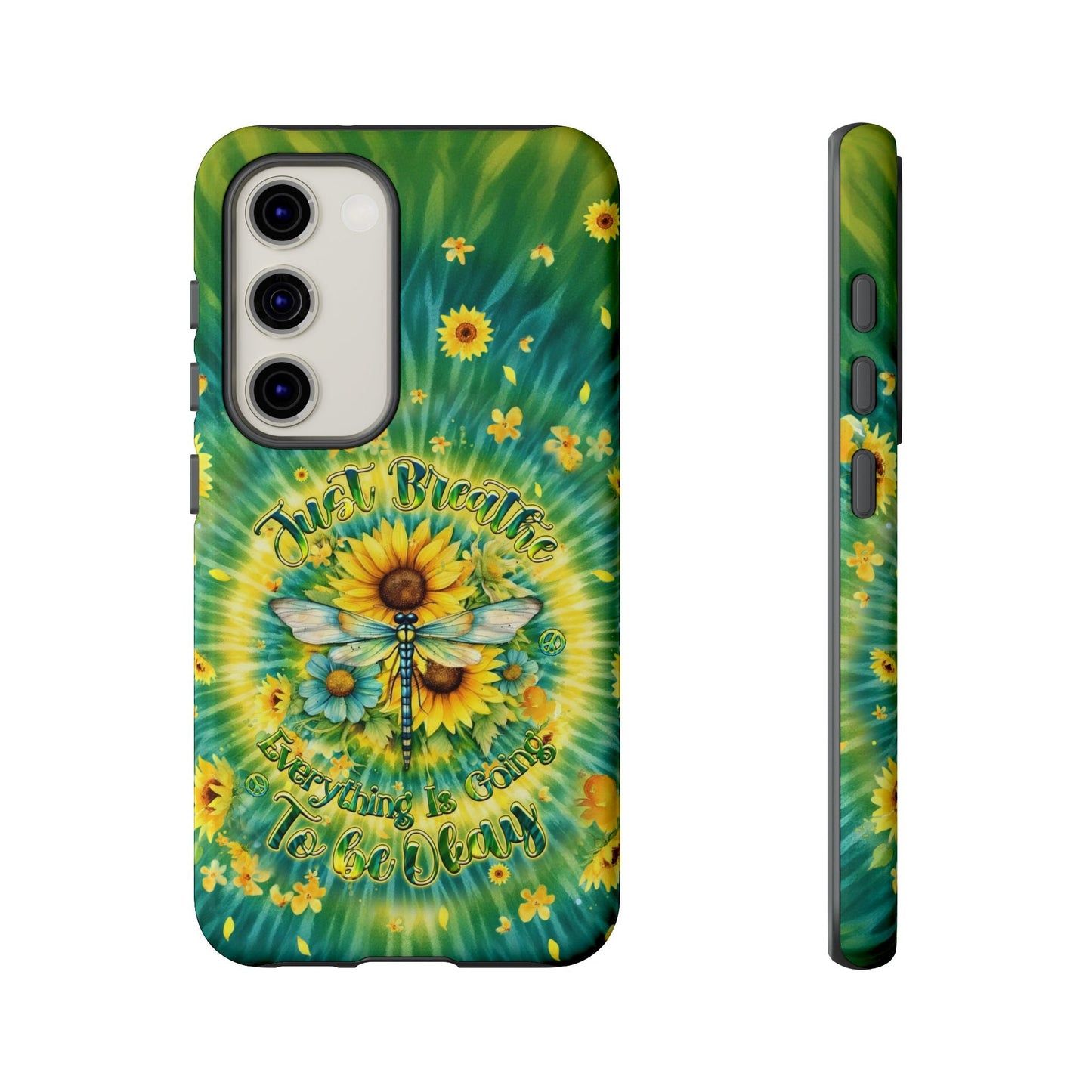 JUST BREATHE DRAGONFLY FLORAL SWIRL PHONE CASE  - TLHG1304263