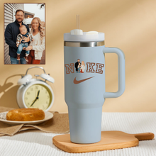 Load image into Gallery viewer, Mother&#39;s Day NKE Personalized Text 40oz Insulated Mug with Handle and Straw Stainless Steel Custom Travel Cup Gift for Family Friends Couples
