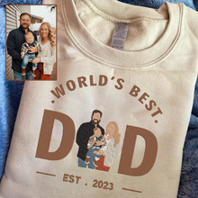 Load image into Gallery viewer, Father&#39;s Day World&#39;s Best Dad Personalized Embroidered Family Photo Hoodie Sweatshirt T-Shirt
