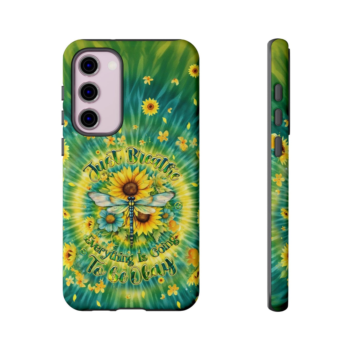 JUST BREATHE DRAGONFLY FLORAL SWIRL PHONE CASE  - TLHG1304263