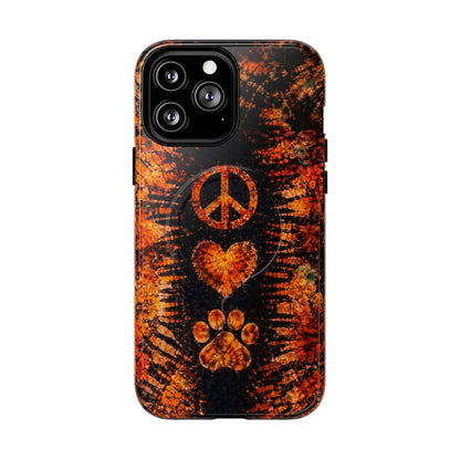 PEACE LOVE PAW PRINT VINTAGE MAGNETIC  PHONE CASE  - TLHN2204264