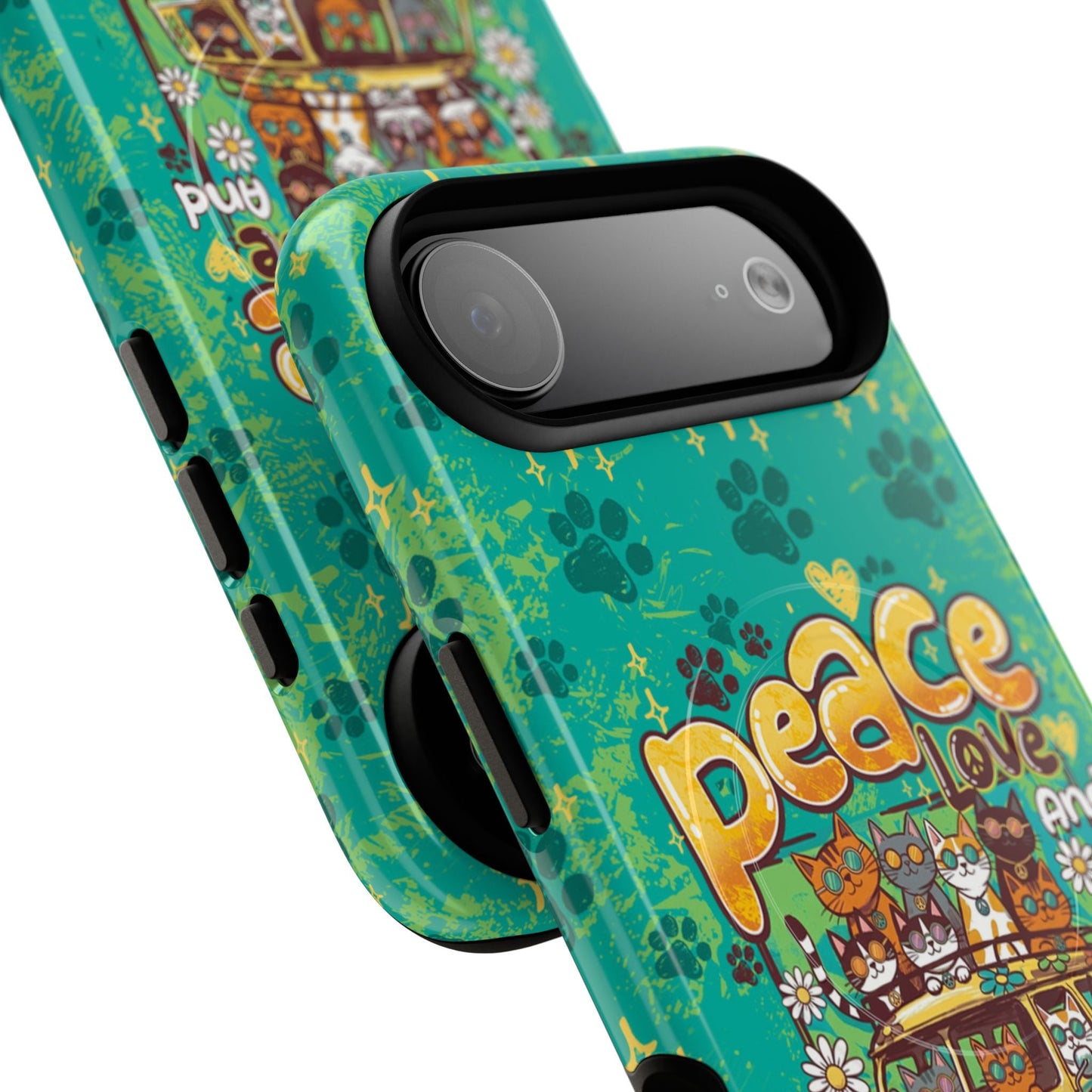 PEACE LOVE AND MEOW CATS MAGNETIC PHONE CASE - TY0707263