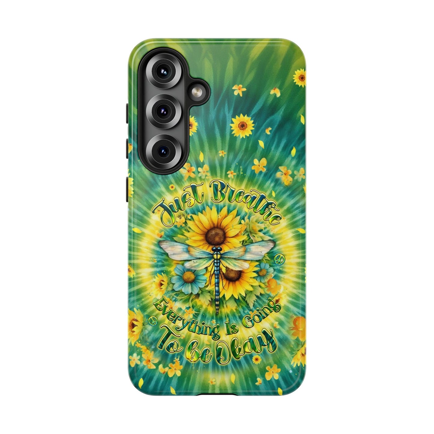 JUST BREATHE DRAGONFLY FLORAL SWIRL PHONE CASE  - TLHG1304263