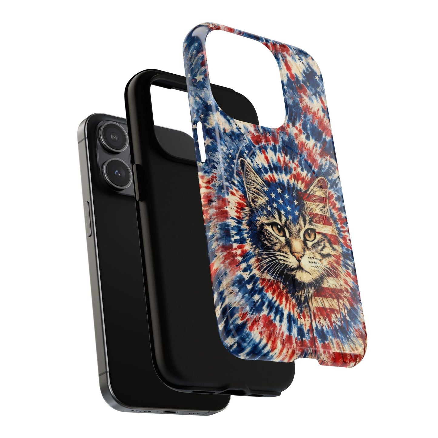 CAT RED WHITE & BLUE VINTAGE MAGNETIC PHONE CASE  - TLHG2004262