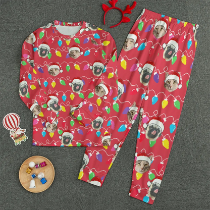 Personalized Pet Dog Cat Christmas Light Unisex Pajama Set