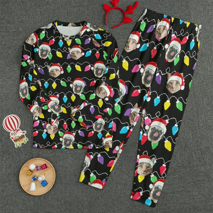 Personalized Pet Dog Cat Christmas Light Unisex Pajama Set