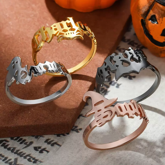 Personalized Halloween Gothic Name Ring