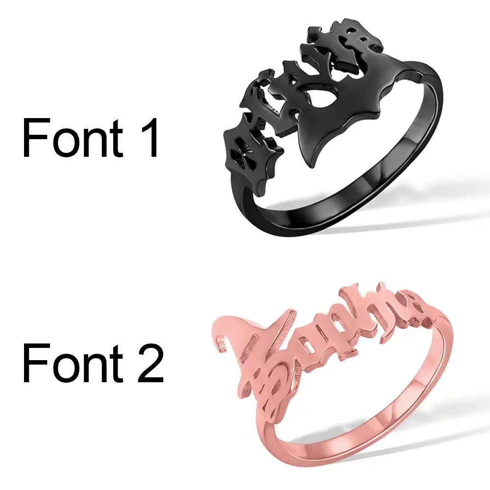 Personalized Halloween Gothic Name Ring