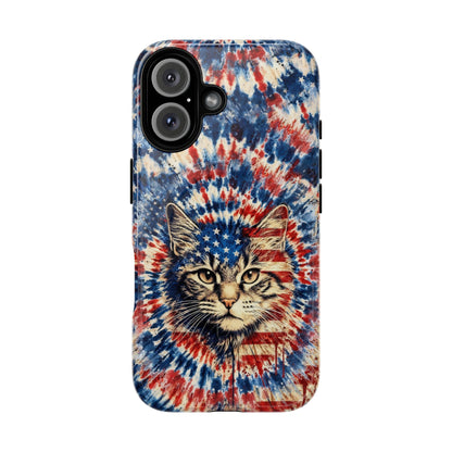 CAT RED WHITE & BLUE VINTAGE MAGNETIC PHONE CASE  - TLHG2004262