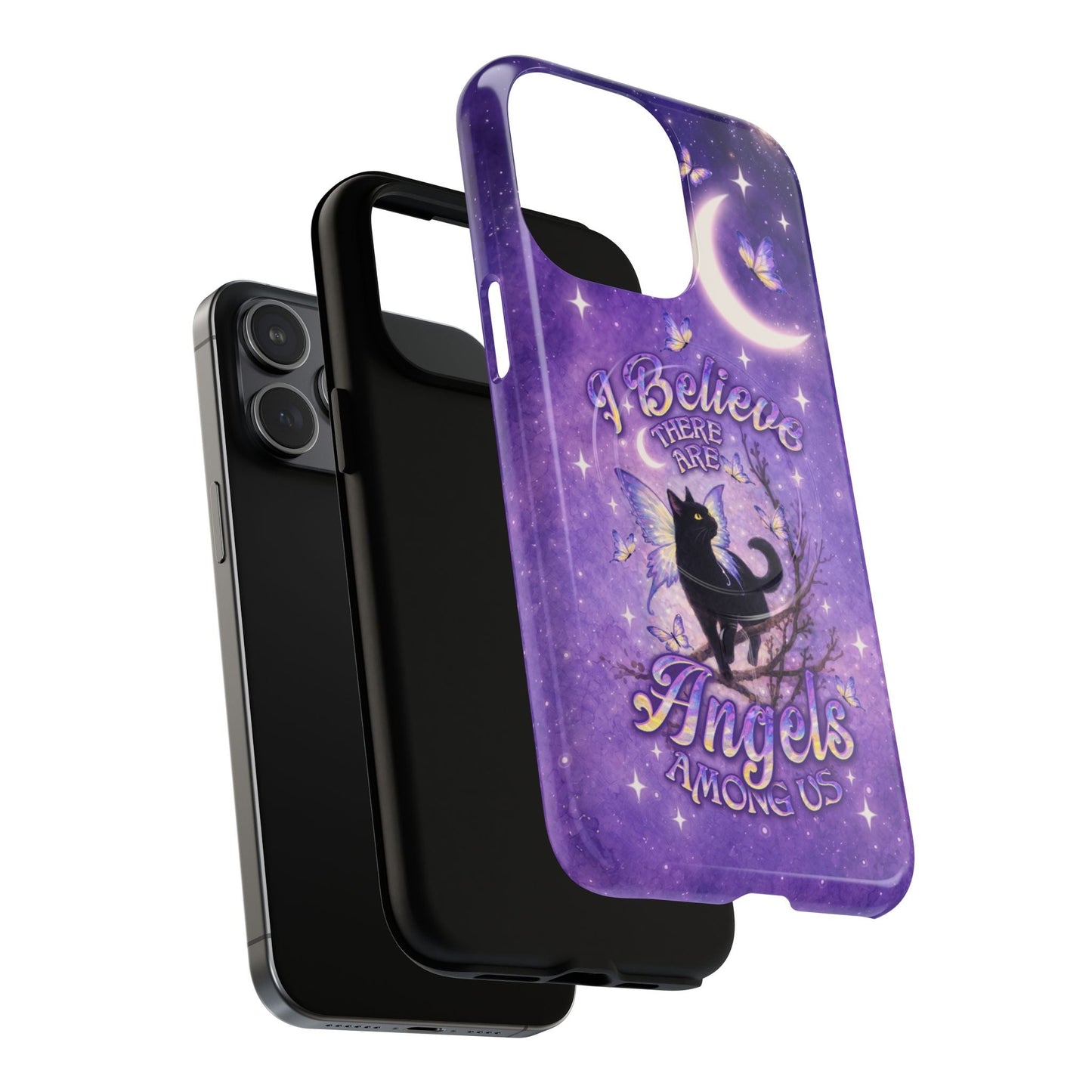 I BELIEVE THERE ARE ANGELS AMONG US BLACK CAT MAGNETIC PHONE CASE  - TLNO2605262