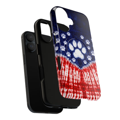PAW PRINT RED WHITE & BLUE MAGNETIC PHONE CASE - TLTW1604262