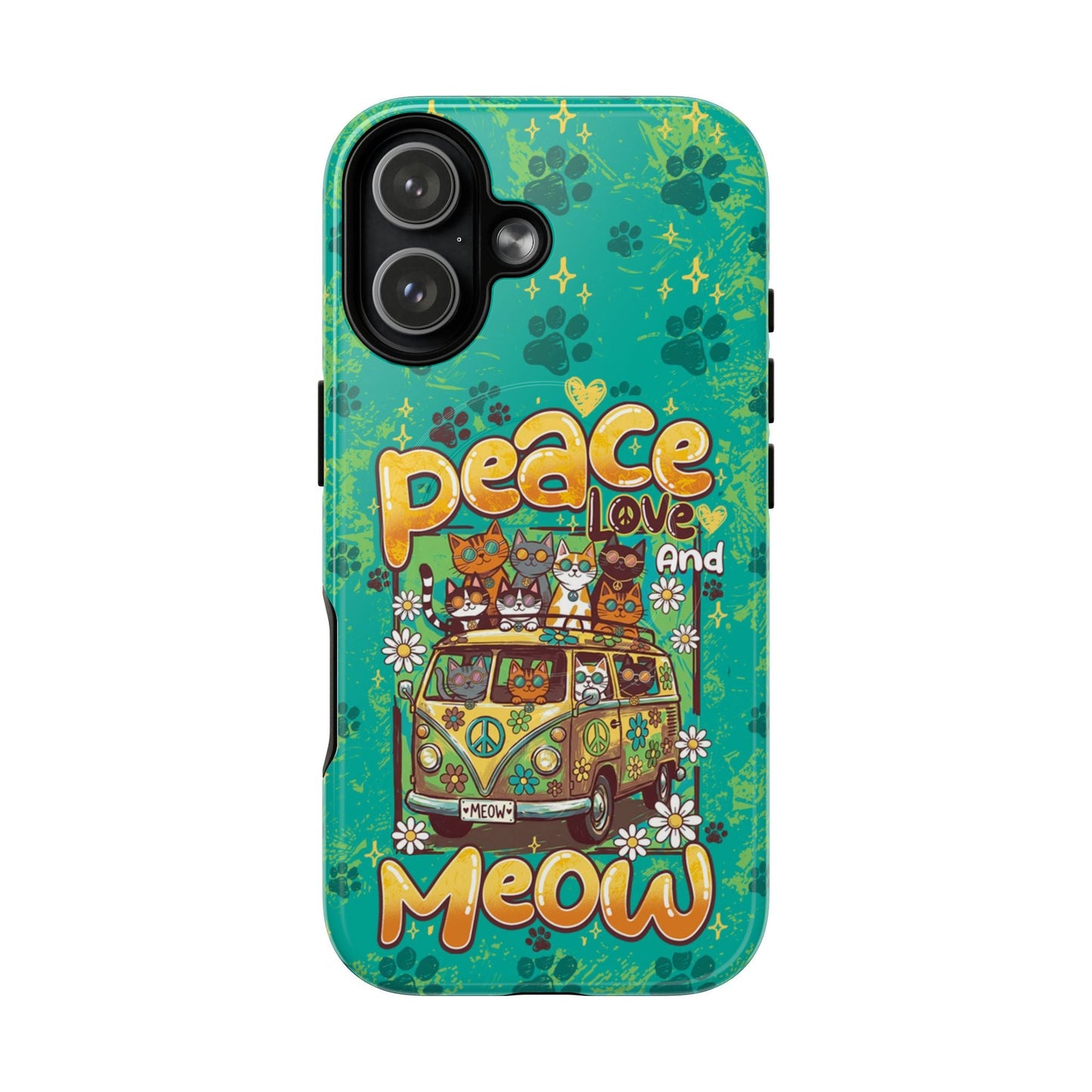 PEACE LOVE AND MEOW CATS MAGNETIC PHONE CASE - TY0707263