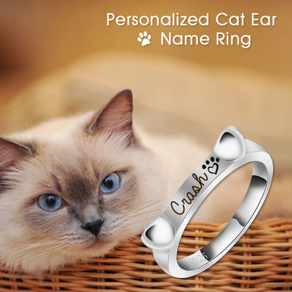 Personalized Cat Ear Name Ring