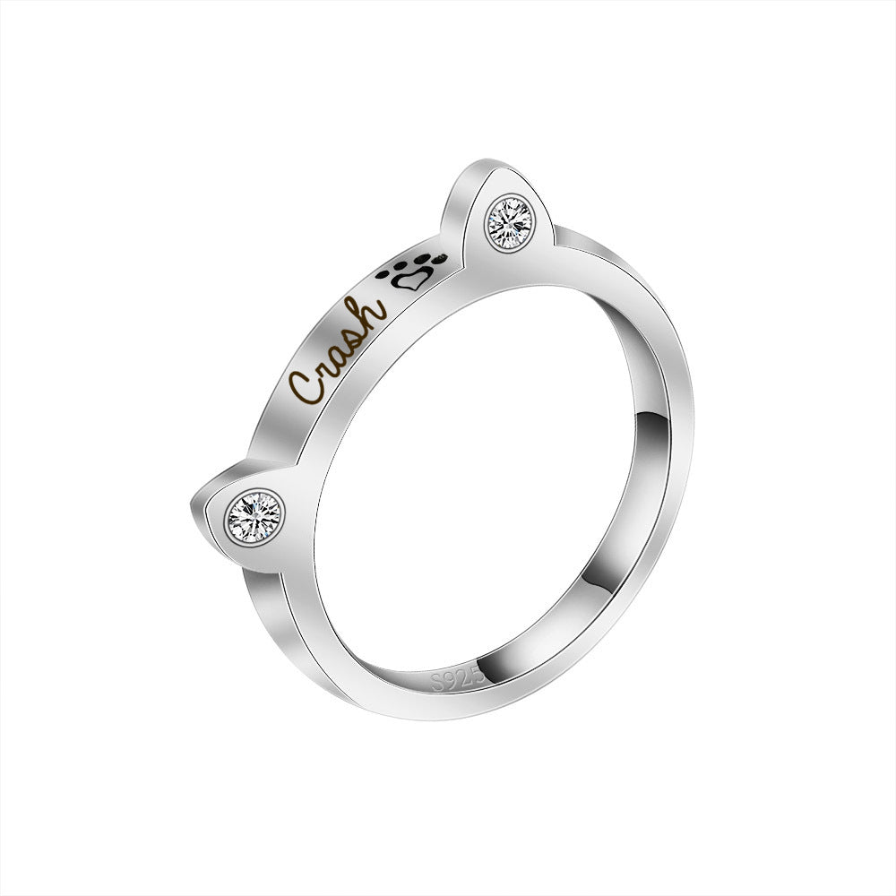 Personalized Cat Ear Name Ring