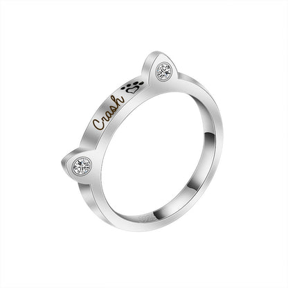 Personalized Cat Ear Name Ring