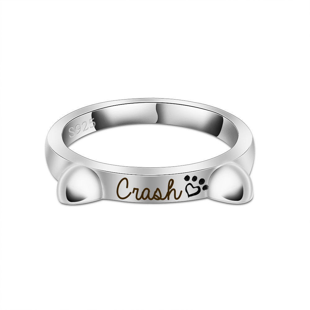 Personalized Cat Ear Name Ring