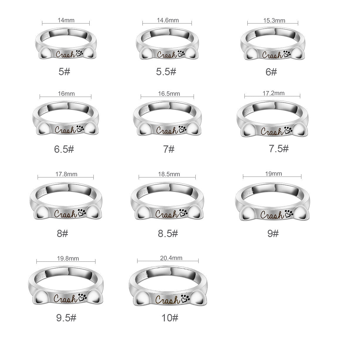Personalized Cat Ear Name Ring