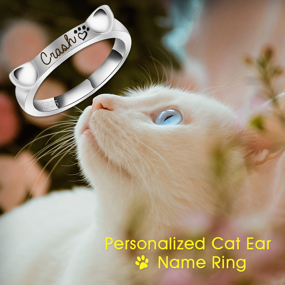 Personalized Cat Ear Name Ring
