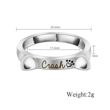Load image into Gallery viewer, Personalized Cat Ear Name Ring

