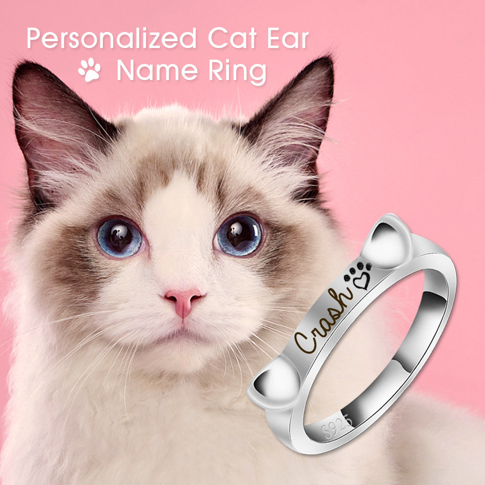 Personalized Cat Ear Name Ring