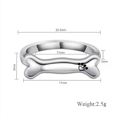 Personalized S925 Silver Bone Shaped Name Ring