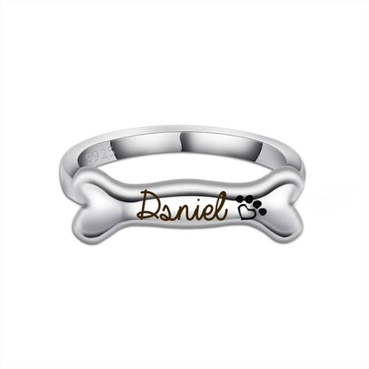Personalized S925 Silver Bone Shaped Name Ring